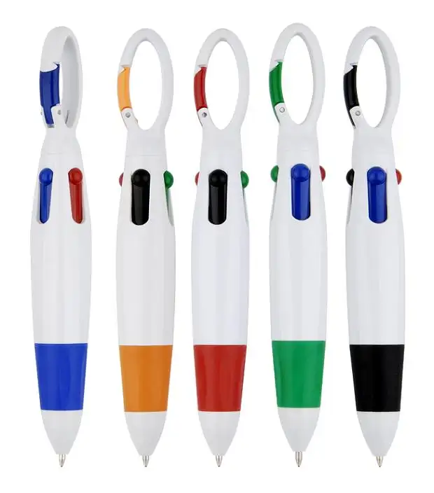 Bolígrafo de plástico con tinta multicolor, logo personalizado, venta al por mayor