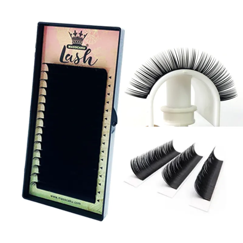 MASSCAKU wholesale 0.03mm 16rows private label and customized packaging synthetic eyelashes extension