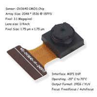 Modul Kamera CMOS HD MIPI OEM OV3640 3MP untuk ESP32 Antarmuka DVP 24 Pin Lensa 1/4" 15fps