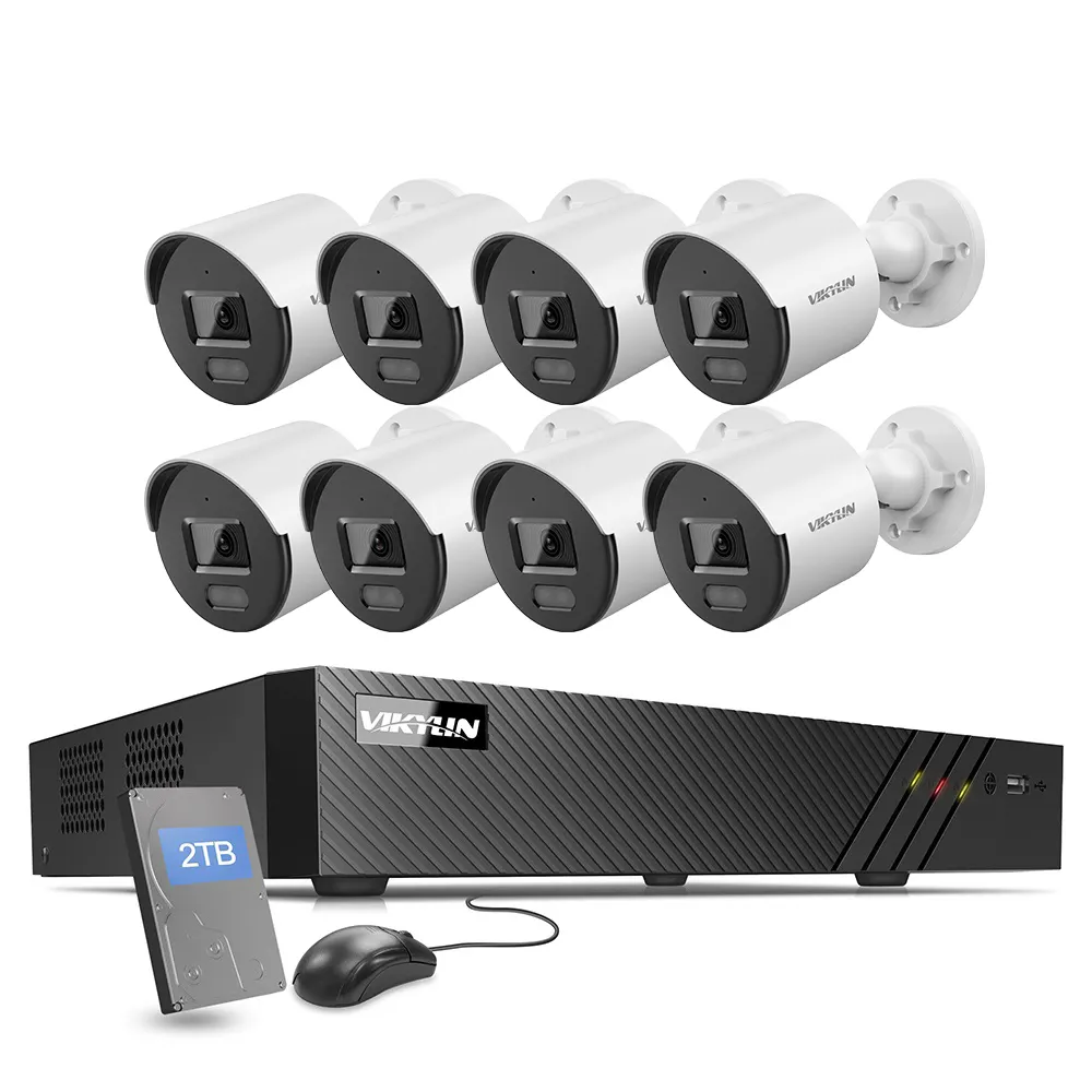 8CH 4K Poe NVR Kit 8MP กล้องกันน้ำกลางแจ้ง Bullet IP 2T HDD ระบบกล้องวงจรปิด NVR ชุดบันทึกเสียงเฝ้าระวังวิดีโอ