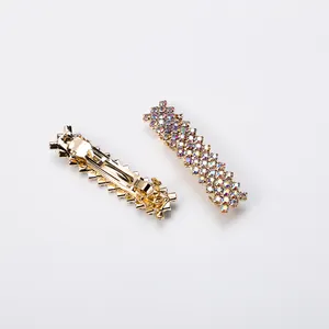 Handmade rhinestone hair ornaments thin hair barrettes Metal spring hair pin clips Woman Girls Jewelry Party Bobby Hairgrip