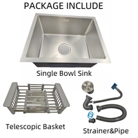 Undermount Évier de cuisine fait main en acier inoxydable Bol unique Petit évier de bar de cuisine Ensemble pour les distributeurs