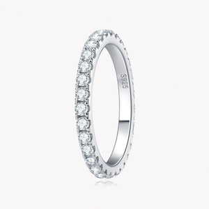 Anillo de Tenis de Plata de Ley S925 con Diamantes Naturales, Joyería Fina de Lujo Unisex de Moda, Superventas, Regalo de Navidad - Product Image 1