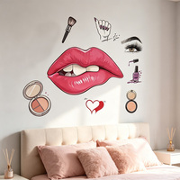 Autocollants muraux amovibles en forme de lèvres rouges sexy, art mural en PVC auto-adhésif 3D pour salon de beauté, chambre de filles
