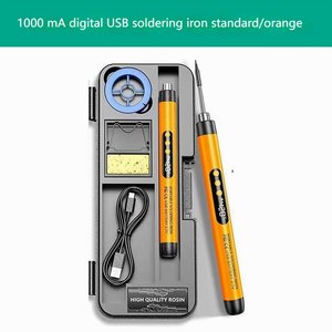 Fer à souder rechargeable USB 1000 mA, portable, alimenté par batterie, avec poignée crayon et étui orange - Product Image 1