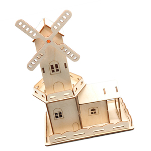 OKYN-Y2564 ชุดประกอบกังหันลมไม้แบบ DIY พร้อมไฟ ของเล่นวิทยาศาสตร์เพื่อการศึกษา ขับเคลื่อนด้วยไฟฟ้า - Product Image 2