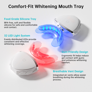 레드 블루 라이트 치아 미백 키트 기기 32 LED 블루 라이트 미백 레드 라이트 테라피 잇몸 관리 IPX7 가정용 구강 키트 (젤 포함) - Product Image 3