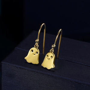 Boucles d'oreilles fantaisie en forme de fantôme doré pour femmes et hommes, bijoux en alliage mignons, boucles d'oreilles à la mode, cadeau de fête, style unisexe - Product Image 3