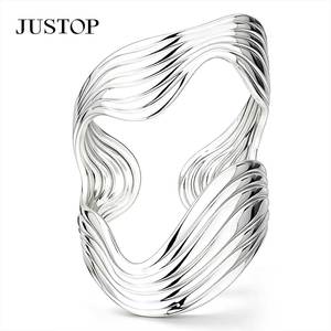 JUSTOP 925 Silver Plated Cocktail <b>Ring</b> Modern Geometric Design Unisex Daily Wear Jewelry - Product Image 1
