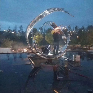 Stainless Steel Dolphin Sculpture Outdoor Garden Water Fountain Animal Shape Floor Mount Square Decoration HX200406 - Product Image 4