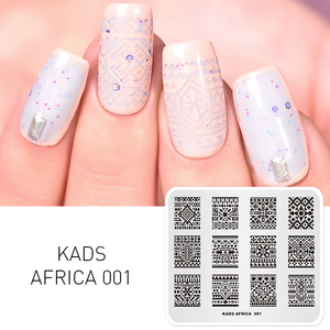 Plaque de stamping rectangulaire en acier inoxydable pour ongles, motif bohème africain, pochoir souple pour nail art, modèle de manucure DIY - Product Image 5