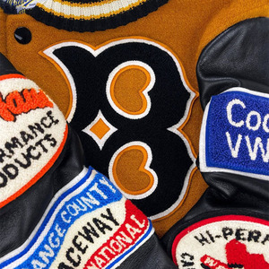 Oem bán buôn tốt nhất bán da tay Áo Crop <span class=keywords><strong>letterman</strong></span> Varsity Áo khoác tùy chỉnh thêu Chenille vá người đàn ông - Product Image 3