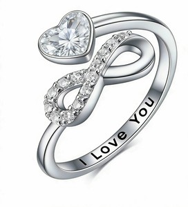 Anillo de Plata de Ley 925 para Mujer, Forma de 8, <span class=keywords><strong>Amor</strong></span> Infinito, 12 Constelaciones, Corazón de Color, Zirconia, Regalo de San Valentín, Joyería - Product Image 1