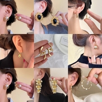 Joyería de moda Clip en resina pendiente indio coreano Acero inoxidable lujo largo mujeres Jhumka marca personalizada pendientes gruesos