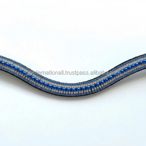 Banda de cuero personalizada para cejas, banda de cuero con 5 filas de cristales y perlas, venta al por mayor y fabricante - Product Image 1