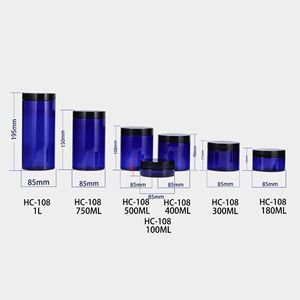 HC-108 Blue PET Cream Bottle 85mm Diameter Screw Top Cylinder <b>Plastic</b> Jar Cosmetic <b>Packaging</b> 180ML 300ML 400ML 500ML 750ML 1L - Product Image 1