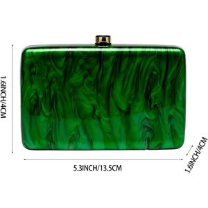Sac de soirée carré vintage pour femme, pochette en acrylique marbré, sac à main à chaîne métallique scintillante pour réunion de famille, rendez-vous galant - Product Image 2
