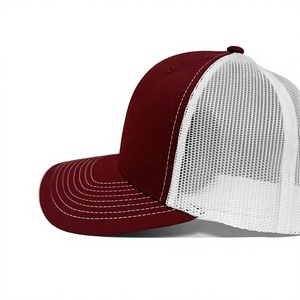 Casquette de camionneur marron avec patch brodé réglable, dos en maille blanche, pour adulte, pour usage décontracté en extérieur, produite dans une usine au Vietnam - Product Image 2