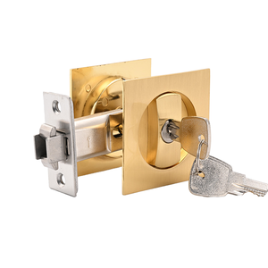 מנעול דלת מרובע מסגסוגת אבץ, רב מכר לשנת 2025, חומרה לדלתות הזזה, פרטיות, דלתות מתקפלות, מופעל באמצעות מפתח, דרגת ANSI 3, זהב - Product Image 1