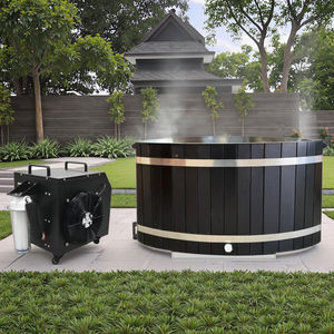 Banho de gelo oval ao ar livre com tampa isolada, feito de madeira de cedro vermelho natural para recuperação e terapia - Product Image 2