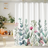 Rideau de douche moderne rétro rose vert à motifs floraux abstraits, esthétique, mignon, vintage, imperméable, en tissu polyester pour salle de bain