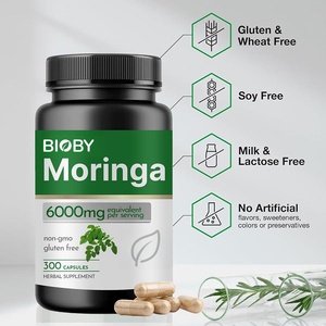 Capsule di Moringa Bioby OEM Etichetta Privata 6000mg Equivalente, Integratore Erboristico Senza OGM e Senza Glutine, Energizzante e Antiossidante, 300 Capsule - Product Image 5