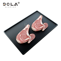 Plateaux de présentation de viande en plastique noir de haute qualité pour boucherie comptoir de charcuterie présentoir de viande fraîche et de fruits de mer