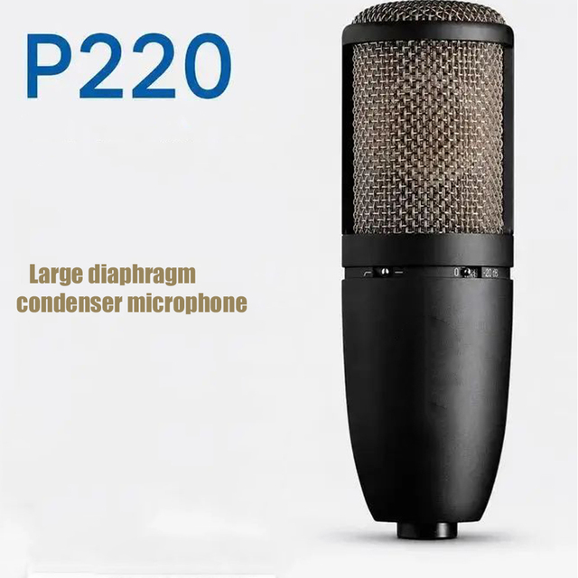 P220 Large Diaphragm Condenser Microphone, Used As a Recording Studio Equipment for Recording, Live Streaming, and Broadcasting
