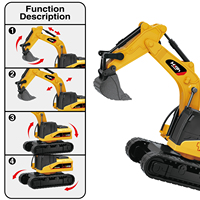 Modèle de véhicule excavateur télécommandé électrique en métal à l'échelle 1:64, mini excavateur RC en métal moulé sous pression à l'échelle 1:64