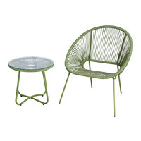 Ensemble de salon de jardin moderne en métal 3 pièces, vente en gros d'usine, chaises et table en rotin pour hôtels