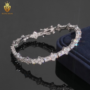 USA Warehouse Fine Jewelry Hot Sale 3mm 925 Silver Moissanite Diamond Hip Hop Star Tennis Chain <strong>Bracelet</strong> For Gift Wedding - Product Image 6