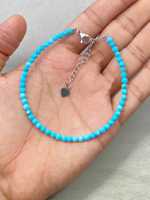 Bracelet en perles de howlite turquoise, micro-facetté, délicat, minimaliste, bohème et hippie, bijou cadeau