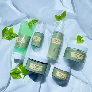 Alta qualidade chá verde rosto soro pele cuidados conjunto limpador toner soro óleo creme açafrão pele cuidados