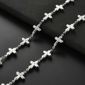 Pendentif croix creuse 8 mm en acier inoxydable, collier chaîne à maillons, bracelet unisexe pour anniversaire religieux, fabrication de bijoux DIY personnalisée - Product Image 1