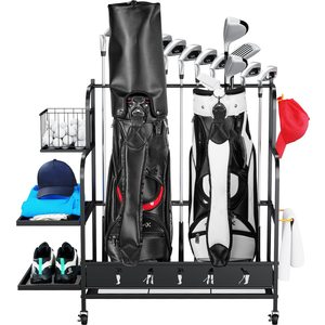 Golf Storage Garage Organizer with Wheels, Lightweight Golf Bag Organizer Fits Golfing Accessories