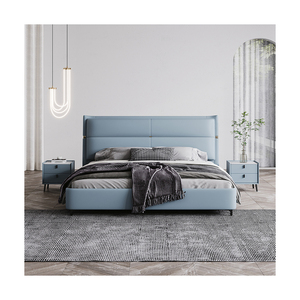 2024 nouvelle chambre à coucher style moderne lit double en cuir lit en bois de <span class=keywords><strong>mélèze</strong></span> lit king size meubles de chambre lit pour la maison - Product Image 2