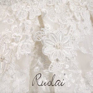 Ruolai QW01398 luxe sur mesure 3D fleurs cristal et perles dentelle robes de mariée chérie dentelle robe de bal robes de mariée - Product Image 3