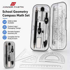 Kit di Strumenti per Disegno Tecnico con Righello e Compasso, Set per Matematica e <span class=keywords><strong>Geometria</strong></span> in Plastica e Metallo per Studenti - Product Image 4