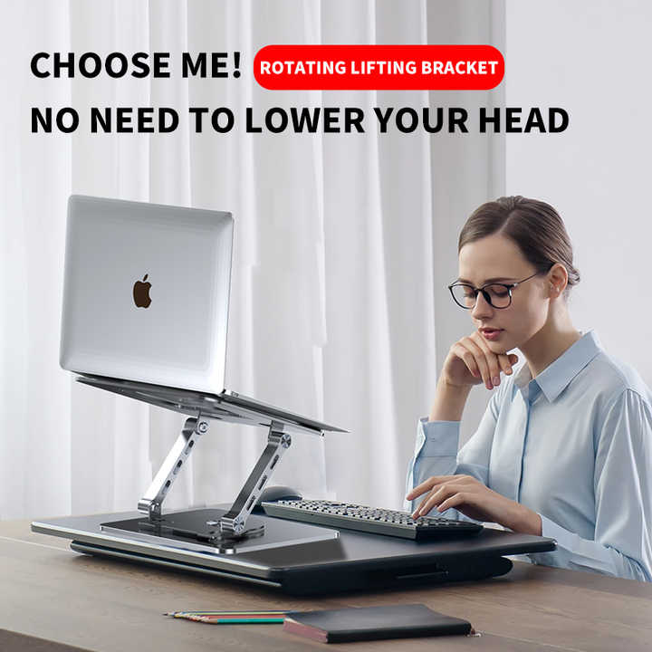 360-degree Rotating Laptop Stand - Aluminum Metal Holder