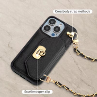 Portefeuille porte-cartes en cuir, étuis pour téléphone portable pour iPhone 15 16 Pro Max, étui de téléphone portable pour femme avec bandoulière