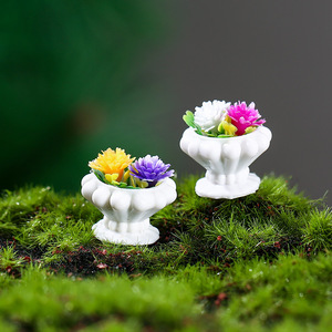Plantes en pot miniatures en résine, ensemble de quatre décorations de bureau d'intérieur de 3 à 5 cm, ornement de fleurs artificielles - Product Image 2