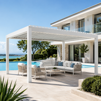 Pergola à lames orientables en aluminium 6063 robuste, résistante au vent et à l'eau, avec système de drainage