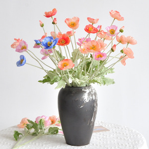 Flores artificiales de amapola, amapolas falsas de tacto real para decoración floral del hogar, sala de estar, boda - Product Image 1