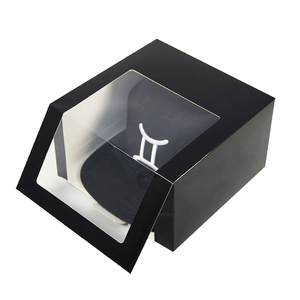 Wholesale Custom Logo Black Baseball Cap Hat Snapcap Paper box Paper Packaging for Snapcap Gift Boxes with Clear Window