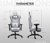 Chaise de jeu Siège de soutien lombaire ergonomique avec ressorts métalliques et accoudoirs 4D en mousse Dossier pliable 90 °-135 ° Silla Gamer