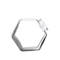 Pot en verre hexagonal pour miel de 100 ml, 220 ml, 380 ml avec cuillère en bois et couvercle en liège