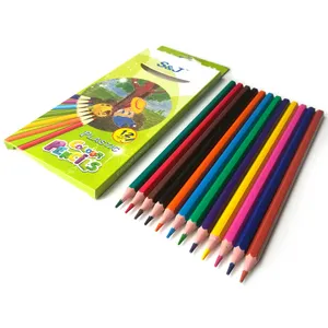 Meilleures ventes Crayon coloré hexagonal en plastique de 7 pouces 12 avec boîte de couleur