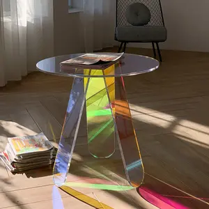 Kleurrijke Transparant Acryl Plexiglas Salontafel Regenboog Winkel Etalage Tafel