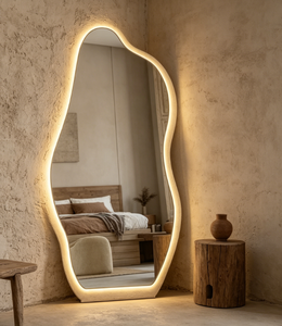Irregular Plastic Frameless LED Backlit <b>Touch</b> <b>Switch</b> Modern Wall-Mounted Vanity Mirror for Bedroom and Hotel Use - Product Image 6