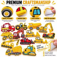Patch brodé en gros pour véhicules de construction : excavatrice, bulldozer, grue, camion benne – à coudre ou thermocollant